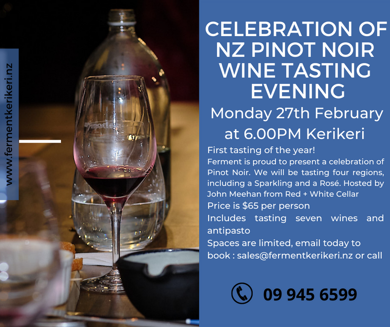 Wine tastings - Celebration of NZ Pinot Noir Monday 27th February at 6pm - Kerikeri